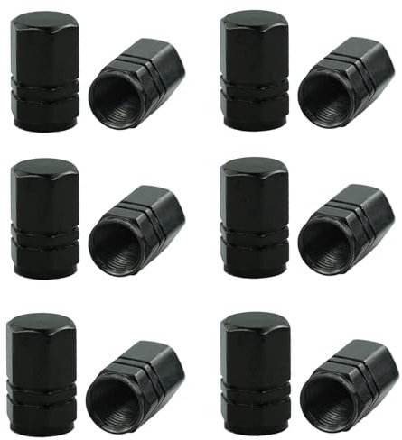 12 pezzi tappi per valvole per pneumatici, tappini gomme auto, tappi pneumatici auto, nero, per moto, camion, bicicletta, camper, motociclette, camion, sedie a rotelle
