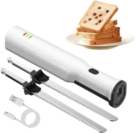 KYZTMHC Coltello da Carne Elettrico, Coltello da Cucina Elettrico Portatile, Coltello da Carne Elettrico, con 2 Lame in Acciaio Inossidabile, per Tagliare Il Pane