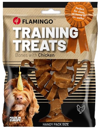 Flamingo Leckerli Hund – Trainingssnack Knochen mit Huhn – 100g – kleine Happen Trainingsleckerli