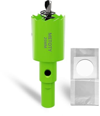 METOTY Sega a tazza bimetallica, 25 mm, universale, HSS M42, con adattatore triangolare e punta di centraggio, un sacchetto per aspirapolvere gratuito per alluminio, metalli, plastica, vetro acrilico