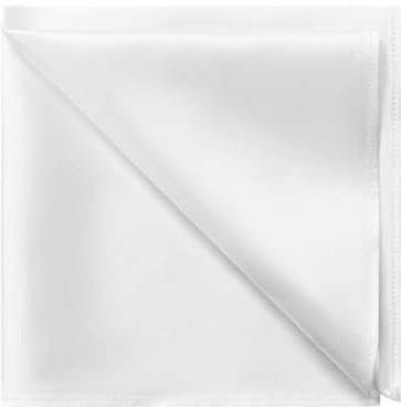 DAISYSILK 100% 19 Momme Mulberry Silk Pocket Squares for Men, Luxury Mens Handkerchiefs, Classic and Printed Designs, Suit Accessory for Weddings Business Gifts 12x12 (White)