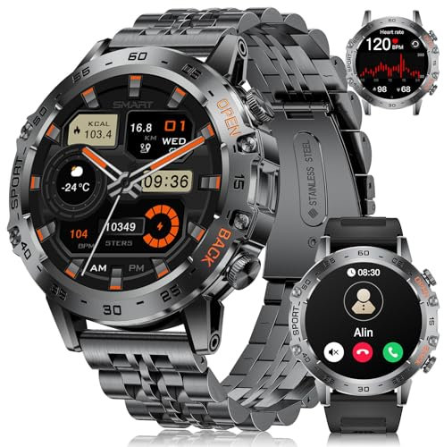 LIGE Orologio intelligente da uomo, 1,45″ Amoled Smartwatch con chiamate,IP68 impermeabile orologio fitness con 24/7 cardiofrequenzimetro, SpO2, monitor sonno, contapassi, 100+ modalità sportive, per