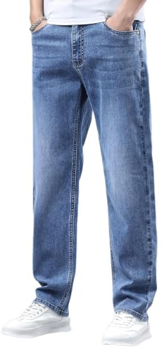 Oanviso Jean Baggy Homme Y2K Streetwear Vintage Loose Fit Denim Droite Pantalon A Bleu B L