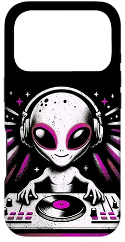 Custodia per iPhone 17 Pro Alien DJ Mixing Music - Divertente design extraterrestre per feste