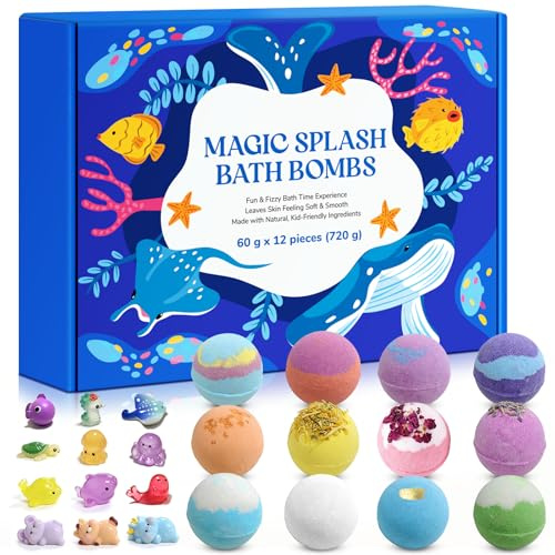 Bombe da bagno con sorpresa, 12PCS Bombe da bagno bambini, bombe da Bagno in Schiuma Organica Naturale, Regali per Ragazzi e Ragazze,bath bomb gift