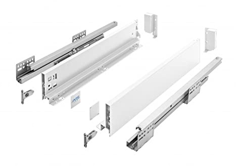 GTV Schubladensystem AXIS PRO - Schubkastengarnitur mit Vollauszug und Soft-Close - Länge 500 mm - Höhe 86 mm - Farbe Weiß