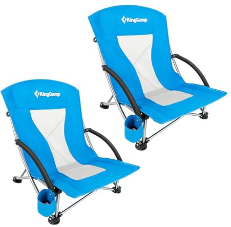 KingCamp Low Beach Chairs 2 Pack, Folding Portable Chairs for Adults