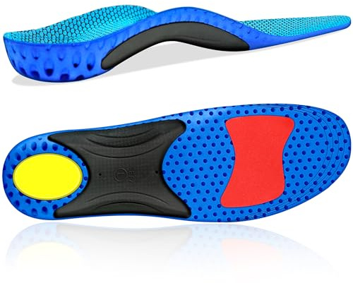 Full Length Orthotic Inserts with Arch Support Sport Shoe Insoles Comfort Arch Support Insoles for Flat Feet, Orthopedic Functional insoles for Women&Men, Blue, 3/7UK
