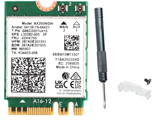 WiFi 6 AX200 Wireless Card with Bluetooth 5.2, AX3000Mbps for Intel AX200NGW M.2 2230/NGFF Key A+E Module, Compatible with Laptop PC Windows 10/11 64-bit, MU-MIMO, OFDMA, WPA3