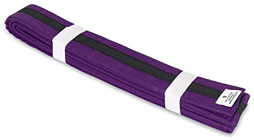 Martial Arts 1.75 Wide Karate/Taekwondo Double Wrap Belts with Black Stripe (Purple with Black Stripe, 6)