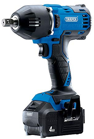 Draper 99251 D20 20V Brushless Mid-Torque Impact Wrench, 1/2, 2 x 4.0Ah Batteries, 1 x Charger, 400Nm