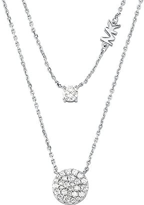 Michael Kors - Doppellagige Pavé-Scheibenkette aus Sterlingsilber für Damen, MKC1591AN040