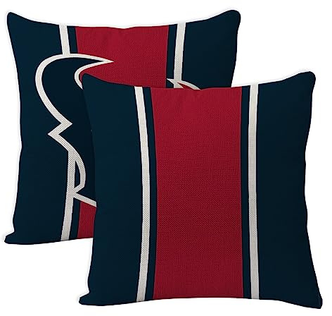 2 Pcs Football Style Throw Pillow Covers 18 x 18 Inch Linen Material Pillow Case Decoration for Houston Home Sofa Couch