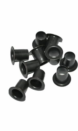 Antique Bronze Banjo Shelf Support Sockets for 6mm Holes, 8 Pack | 8 antique bronze banjo insert sockets for compatible nominal 6mm cabinet, cupboard and bookcase shelf holes.
