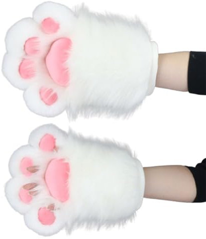 HOOLRZI Fournitures de Cosplay, Gants de Patte de Chat, Haricots d'orteil pour Filles, Accessoires de Cosplay d'halloween, Fursuit de Patte de bête, Gants de Patte surdimensionnés Mignons