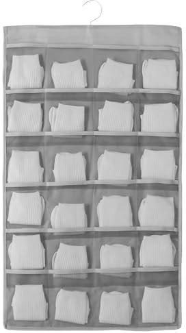 Anseom36 Pockets Hanging Storage Organiser Double-Sided Wardrobe Storage Shelves Space-Saving Closet Organizer Bag Hanging Closet for Bra Underwear Socks Ties (Gray)