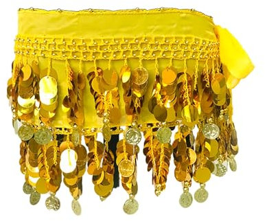 QINQNC Herren Kein Sichtbarer Stoffgürtel Herren Dünner Damen Karneval Pailletten Quaste Taille Kette Hüfttuch Performance Gürtel Taillenbedeckung Frauen Rock Gürtel Frauen Dünner (Yellow, One Size)