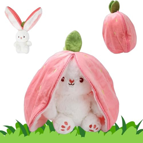 Jouet en Peluche Lapin Cache-Cache, Lapin en Peluche avec Carottes, Lapin de Pâques en Peluche, Jouet en Peluche pour Jeu de Cachette, Peluche Lapin, Poupée Lapin de Pâques Cadeau pour Enfants (rose)