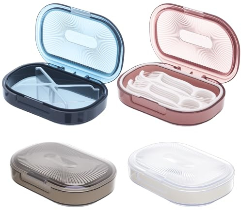 bomyarJr 4 Pcs Qtip Holder Hair Tie organizer Small Container Portable Travel Qtips Case Cotton Swab Holder Flosser Dispenser 4 Soft Colors 3.94 x 2.76 Inch