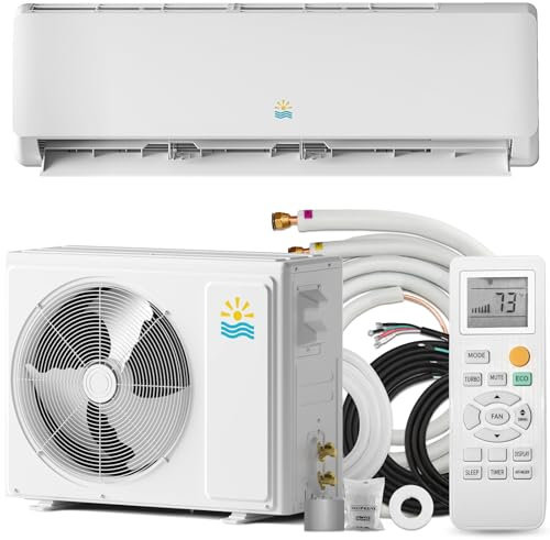 Rellytech Mini Split Ac/Heating System, 9000 BTU Mini Split Air Conditioner Inverter with Heat Pump, 115V 19 SEER2 Energy Efficient Ac Units Up to 550 Sq.Ft, 24H Timer, Installation Kit White