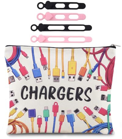 Sisadodo Charger Organizer Bag for Travel Charging Cord Bags with Silicone Cable Ties Cord Plugs Cables Chargers Storage Bag for Traveling Makeup Bags Electronics Accessories Organizer Pouch