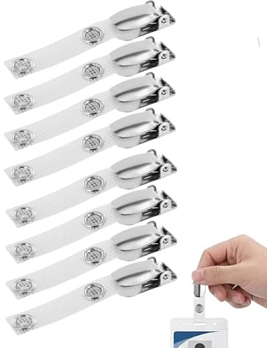 YIPFEN Clip Metalliche per Badge, 8 Pezzi, Robuste e Girevoli. Presa Forte e Sicura per Tessere Identificative e Portabadge, Ideali per Ufficio e Lavoro Quotidiano.