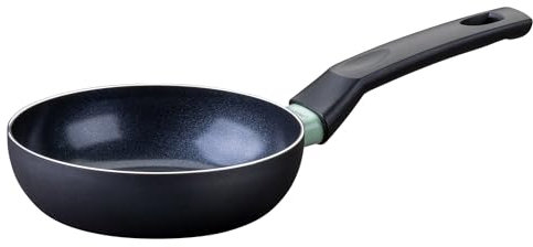 Fackelmann Bratpfanne Brandao - Ø 16 cm aus recyceltem Aluminium, PFAS-freie Keramikbeschichtung, ergonomischer Griff, Reinigung per Hand, Schwarz