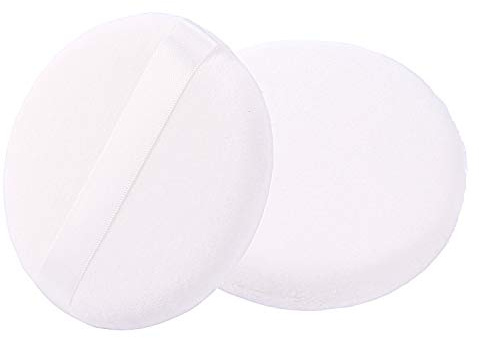 WSYUB Powder Puff, Large Loose Powder Puffs, 4.13 Inch Powder Puff for Body Powder, Ultra Soft Velour Body Powder Puffs, 2pcs, White, Round
