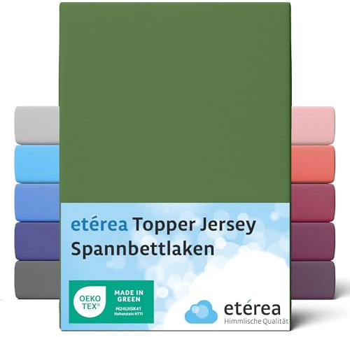 etérea Jersey Topper Spannbettlaken 180x200-200x200 cm Kaktus für 5-10 cm Steghöhe 100% Baumwolle - Oekotex Spannbetttuch Matratzen Bett Bezug - Bettlaken 180x200cm - 200x200cm Grün
