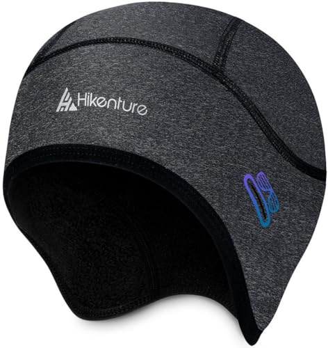 Hikenture Skull Cap Helmet Liner with Glasses Holes, Winter Thermal Cycling Cap for Men & Women, Cycling Hat Beanie, Grey
