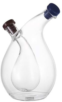 Angoily Öl und Essig Spender: 2 in 1 Ölspender aus Glas - Olivenol Spender Ölflasche - Ol und essigspender Glas für Küche, Kochen, Grillen, Pasta