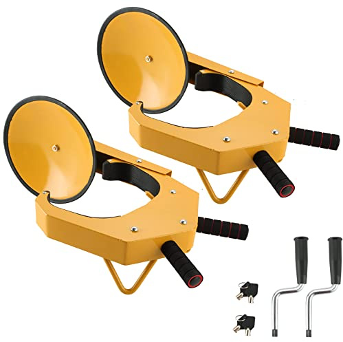 ATPEAM Wheel Lock Clamp, Anti-Theft, Heavy Duty, Adjustable, Tire Lock, 2 Pack, Black, Yellow