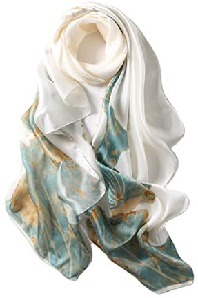 Myneiyi Fashion Scarves Scarf 100% Silk Feeling Scarf Silk Like Scarves Long Lightweight Sunscreen Shawls for Women