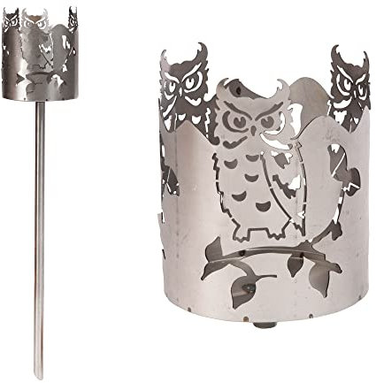 Novaliv Antorcha de jardín para exterior, diseño de búho, lámpara de óxido, virutas de madera con cera, antorcha sueca, antorcha de pellets, columna de fuego, llama, antorcha de cera, lámpara de