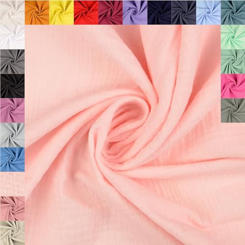 fingsi Musselin Baumwollstoff Webware Meterware Coupon (rosa, 0,5m) (3017) + 23 weitere Farben