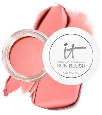 IT COSMETICS, Blush Crème + Bronzer 2 en 1 Confidence In A Sun Blush, Effet Bonne Mine, Autobronzant, Teint Glowy, À l'Acide Hyaluronique, Tous Types de Peau, Teinte : Sunlit 10