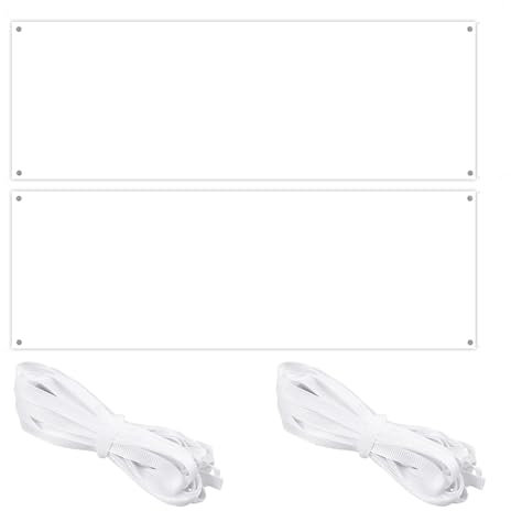 WestCH 2 Pièces Bannière Vierge 180x60cm Banderole Personnalisée Bannière Vierge à Peindre avec 2pcs 10m Corde à Suspendre pour DIY Peinture Mariage Bienvenue Noel Anniversaire Banderole