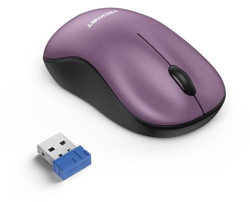 TECKNET Wireless Mouse for Laptop, 2.4GHz USB Mini Computer Mice, 3200 DPI Optical Small Portable Cordless Mouse Compatible with PC, Mac and Linux, 18 Months Battery Life (Purple)