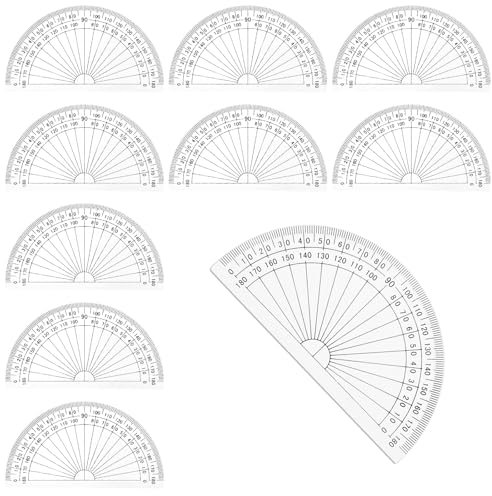 Transportadores de Plástico,10 PCS Transportador 180 Grados Transportador de Angulos Transportador Semicircular Plástico para La Medición de Ángulos