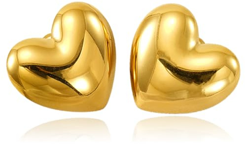 Orecchini per donne, Orecchini a bottone in oro, geometrici grandi e alla moda orecchini di dichiarazione leggeri, Orecchini Oro per Donna Orecchini a Cuore Moda Gioielli Regalo per Donna e Ragazze