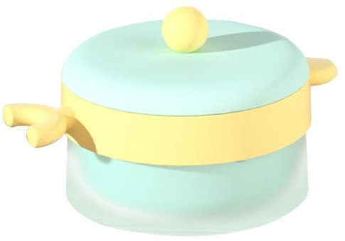 Thermoware - Fuente grande aislada con ventosa y aislamiento de doble pared, elegante cuenco para servir sopas y ensaladas, acero inoxidable, diseño de lazo azul