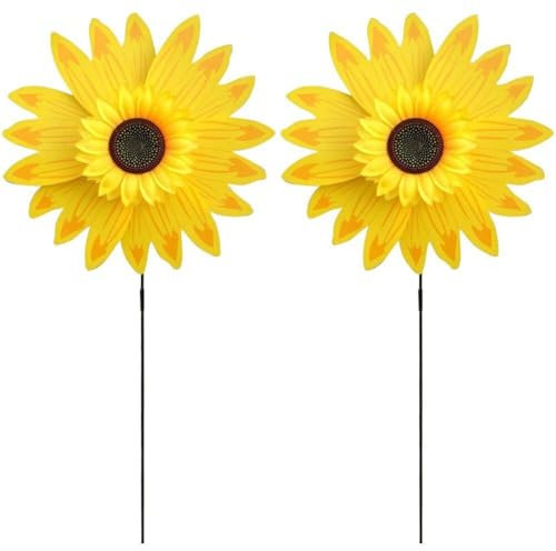 Sunflower Windmill Rotating Sunflower Wind Spinner 2pcs/set Garden Pinwheel for Outdoor Garden Yard Patio Decoration