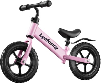 Lyefancy 12 Balance Bike for 2, 3, 4, 5 Year Old Boys Girls, Balance Bike Training Bicycle for Kids, No Pedal Adjustable Seat Walking Bike - Toddler First Bike Ride On Toys (Pink)