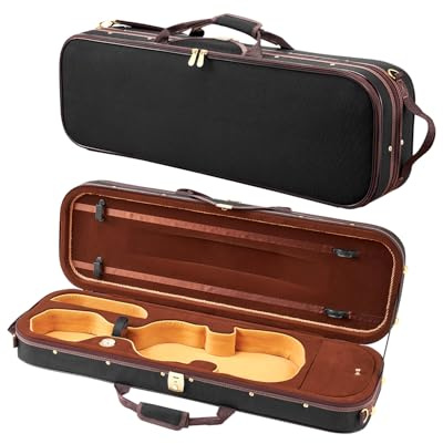 VEVOR 4/4 Full Size Violin Case, Built-in Hygrometer, Lightweight Portable Travel Carrying Bag, with Plush Lining, Shoulder Straps, Anti-Scratch, Professional Oblong Shape, for Violin, Black