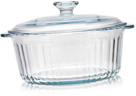 VALICLUD Baking Dish with Lid Featuring Even Heat Distribution and Versatile Cooking round Glass High Borosilicate Glass 2.4l Casserole for Oven Use