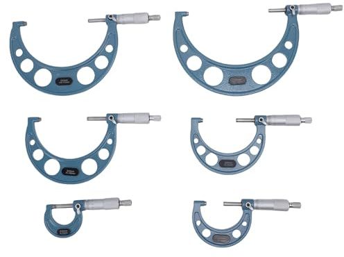 Itonash 6 Pcs Outside Micrometer Set, 0-150mm Range 0.01mm Graduation 0.01mm Accuracy Machinist Micrometer, with Ratchet Stop Handle and Sturdy Padded Box, for Precise Measurements