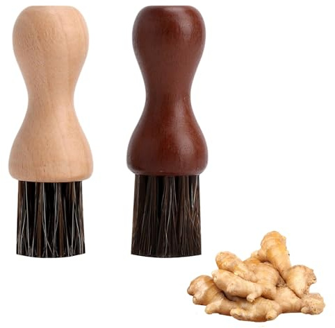 LOLANIUT Set da 2 spazzola verdure in legno, spazzola funghi e spazzola patate, spazzola cucina legnos con setole naturali, spazzola verdure Legno ecologica senza plastica