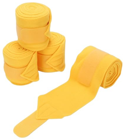Dpofirs Fasce per Gambe di Cavallo in Morbido Pile, 4 Pezzi Comode Bende Equestri per Forniture Stabili con Protezione Completa, per Allenamenti e Competizioni (Yellow)