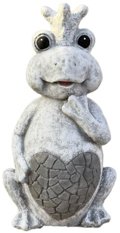 stoneandstyle Groddrottning med krona, frostbeständig stengas, grå, 45 cm höjd, 12,5 kg, groda