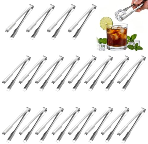 20 Stück Edelstahl Eiszange,Zuckerzange,15.5cm Eiswürfelzange,Servierzange Süßigkeiten Salatzange Gebäckzange,Kleine Zangen Candybar,Candy Bar Clip Für Hochzeit Büfett Party Candy Bar